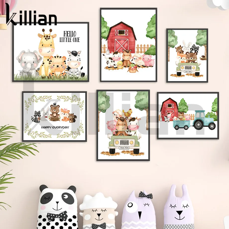 Cartoon Farm Car Rabbit Giraffe Tiger Elephant Raccoon Canvas Painting Wall Art Cartoon Animal Posters Print for Kids Room Decor
Cartoon Farm Car Rabbit Giraffe Tiger Elephant Raccoon Canvas Painting Wall Art Cartoon Animal Posters Print for Kids Room Decor