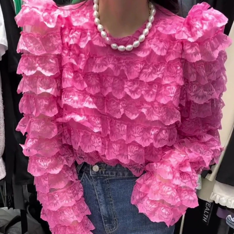 Sweet Style Petal Cake Layer Pleated Blouses for Women Fashion 2022 Lace Patchwork Ruffles Blusas Mujer Ladies Tops Dropshipping
Sweet Style Petal Cake Layer Pleated Blouses for Women Fashion 2022 Lace Patchwork Ruffles Blusas Mujer Ladies Tops Dropshipping