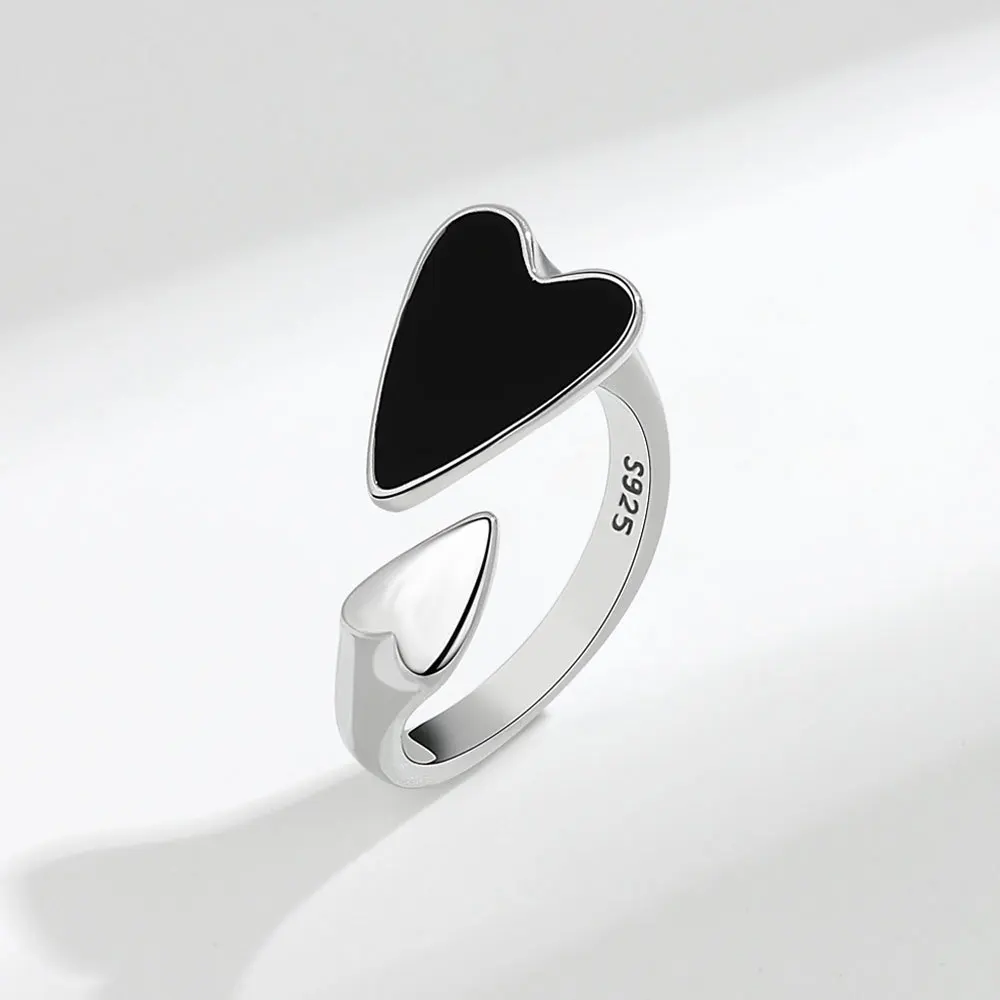 Vintage Double Black Heart Ring For Women Silver Color Open Adjustable Heart Finger Ring Trendy Wedding Jewelry Accessories 2022
Vintage Double Black Heart Ring For Women Silver Color Open Adjustable Heart Finger Ring Trendy Wedding Jewelry Accessories 2022