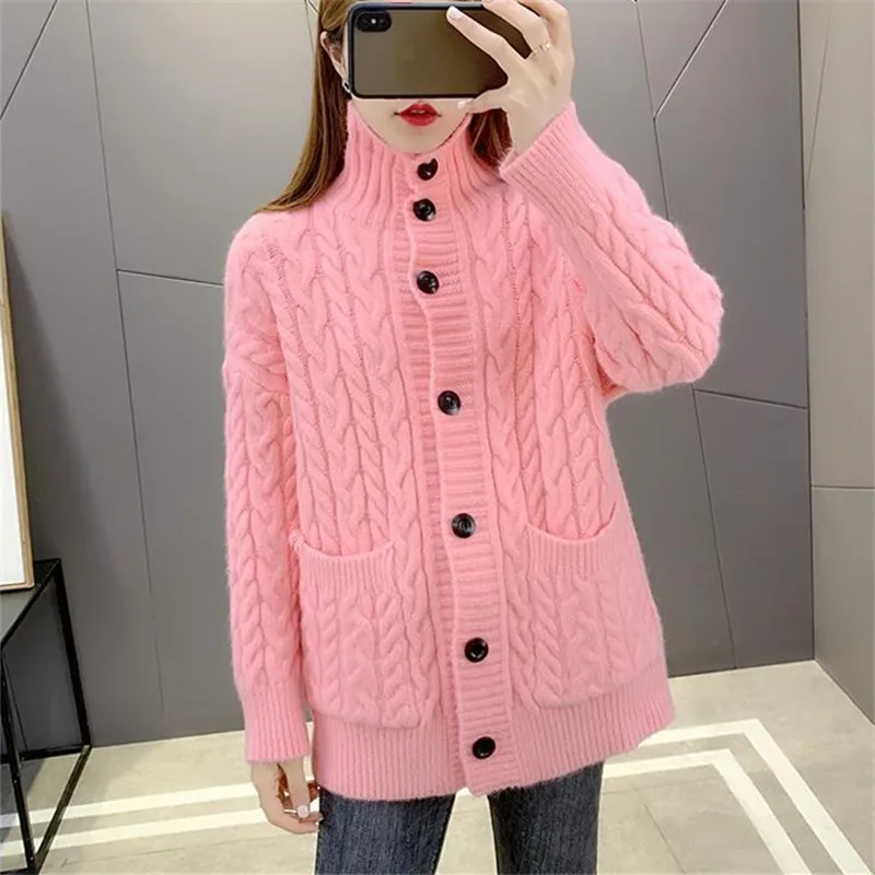Spring Fashion Stand Collar Knitted Sweater Women Loose Cardigan Jumpers Ladies 6 Color Big Pocket Long Sleeve Knit Tops Female
Spring Fashion Stand Collar Knitted Sweater Women Loose Cardigan Jumpers Ladies 6 Color Big Pocket Long Sleeve Knit Tops Female
