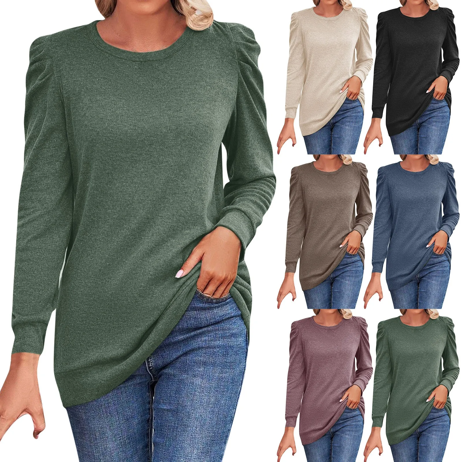 Women Autumn Winter New Loose Round Neck Pleated Long Sleeve Solid Top Shirt Womens Long Sleeve T Shirts
Women Autumn Winter New Loose Round Neck Pleated Long Sleeve Solid Top Shirt Womens Long Sleeve T Shirts