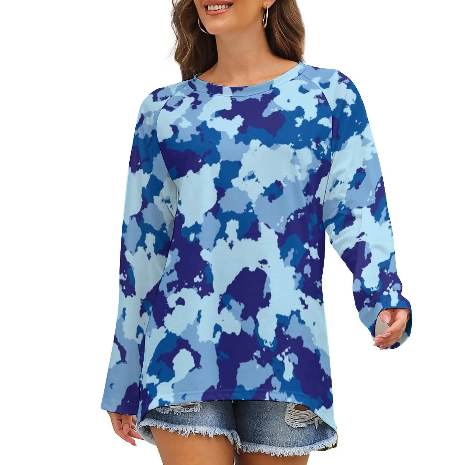 Blue Camouflage T-Shirts Abstract Camo Print Kawaii T-Shirt Female Long Sleeve Streetwear Tops Oversized Graphic Tees
Blue Camouflage T-Shirts Abstract Camo Print Kawaii T-Shirt Female Long Sleeve Streetwear Tops Oversized Graphic Tees