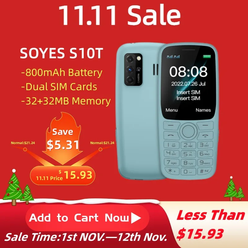 SOYES S10T классический телефон GSM 2G сотовый телефон для пожилых с двумя Sim-картами аккумулятор 800 мАч 1,77 дюйма TFT дисплей ультратонкий мобильный ...
SOYES S10T классический телефон GSM 2G сотовый телефон для пожилых с двумя Sim-картами аккумулятор 800 мАч 1,77 дюйма TFT дисплей ультратонкий мобильный ...