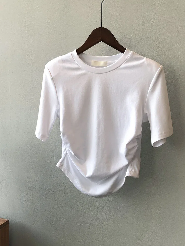 Short-sleeved T-shirt Women's 2022 Summer New Korean Fashion Sexy Slim Short Irregular Shoulder Pad Tees Y2k Top Women F085
Short-sleeved T-shirt Women's 2022 Summer New Korean Fashion Sexy Slim Short Irregular Shoulder Pad Tees Y2k Top Women F085