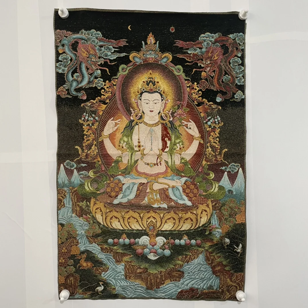 Mural Buddha Statue Thangka Embroidery Home Craft Decoration Painting Size 60X90 Cm Exquisite Workmanship
Mural Buddha Statue Thangka Embroidery Home Craft Decoration Painting Size 60X90 Cm Exquisite Workmanship