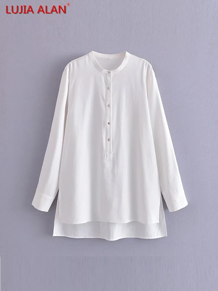 Women White Side Slit Blouse Summer Female Long Sleeve Shirt Smock Loose Tops Blusas LUJIA ALAN B116
Women White Side Slit Blouse Summer Female Long Sleeve Shirt Smock Loose Tops Blusas LUJIA ALAN B116