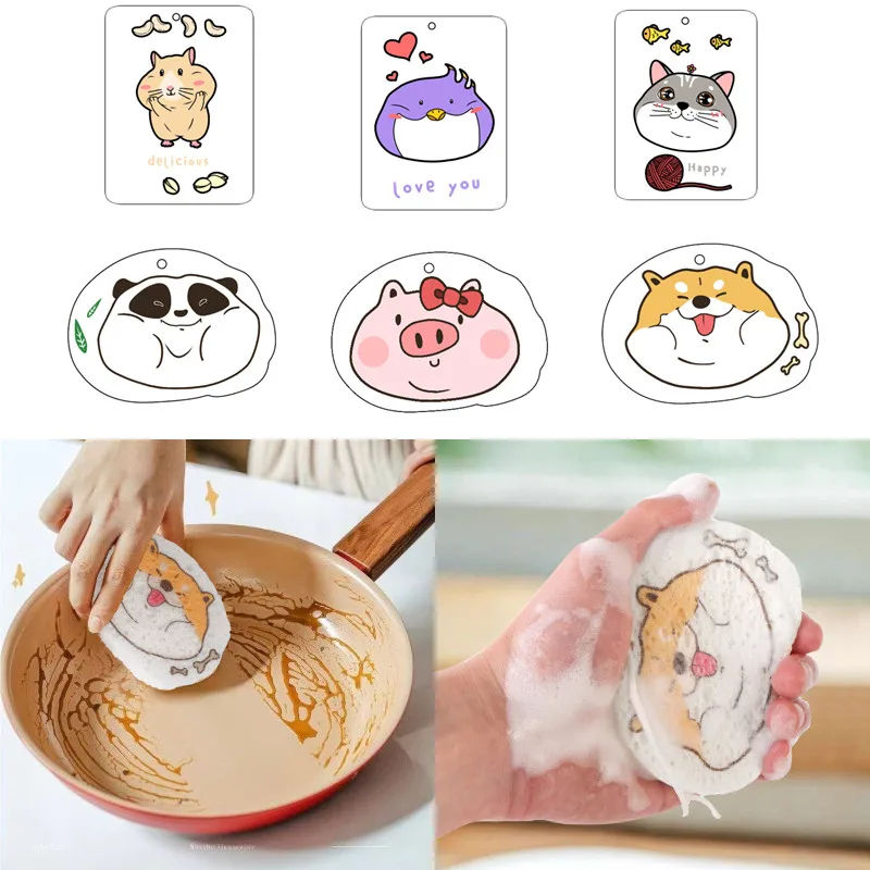 Cartoon Cute Wood Pulp Cotton Dishwashing Scrubber Non-stick Oil Dishwashing Sponge Dish Towel Rags Kitchen Cleaning Supplies
Cartoon Cute Wood Pulp Cotton Dishwashing Scrubber Non-stick Oil Dishwashing Sponge Dish Towel Rags Kitchen Cleaning Supplies