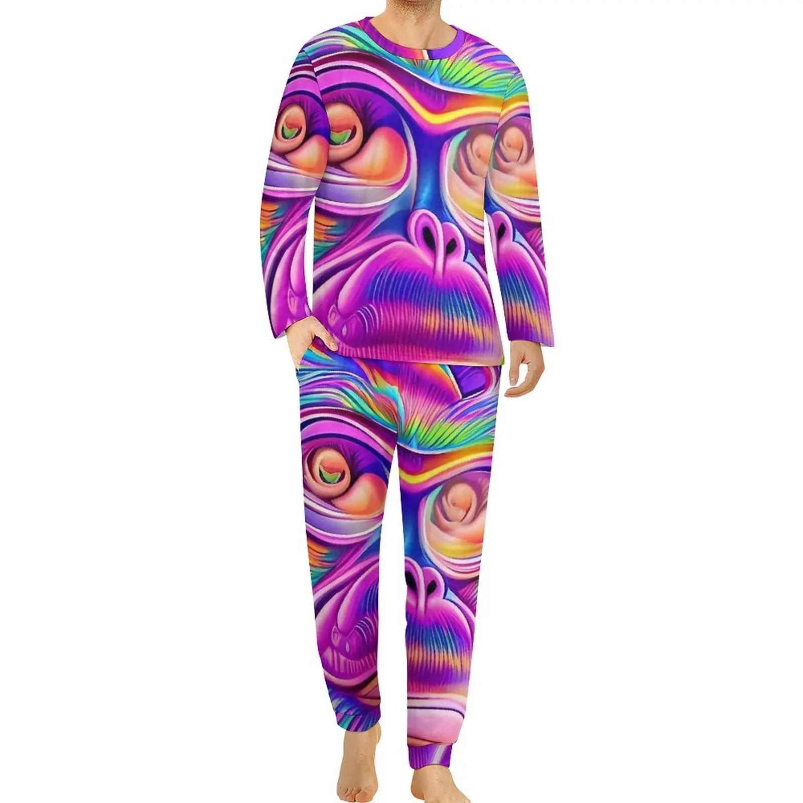 Funny Monkey Pajamas Long Sleeve Cute Animal Print Two Piece Casual Pajamas Set Autumn Mens Design Fashion Big Size Nightwear
Funny Monkey Pajamas Long Sleeve Cute Animal Print Two Piece Casual Pajamas Set Autumn Mens Design Fashion Big Size Nightwear