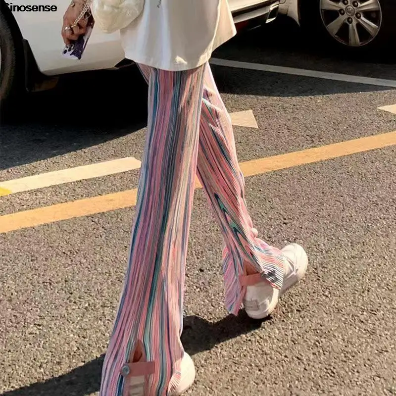 Women Tie Dye Rainbow Straight Pants Casual Loose Wide Leg Trousers Elastic High Waist Ins Summer Thin Hip-hop Streetwear Pants
Women Tie Dye Rainbow Straight Pants Casual Loose Wide Leg Trousers Elastic High Waist Ins Summer Thin Hip-hop Streetwear Pants