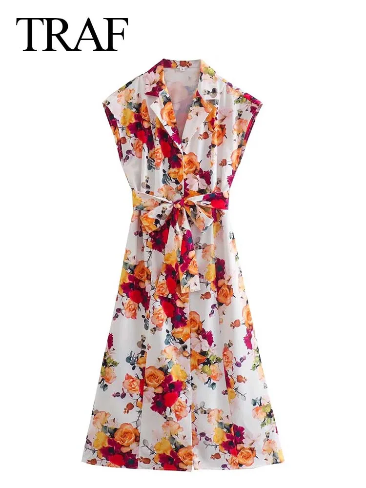TRAF Fashion Vintage Floral Print Single Breasted Suit Collar Ladies Dress Everyday Casual Elegant Loose Sleeveless Dress
TRAF Fashion Vintage Floral Print Single Breasted Suit Collar Ladies Dress Everyday Casual Elegant Loose Sleeveless Dress