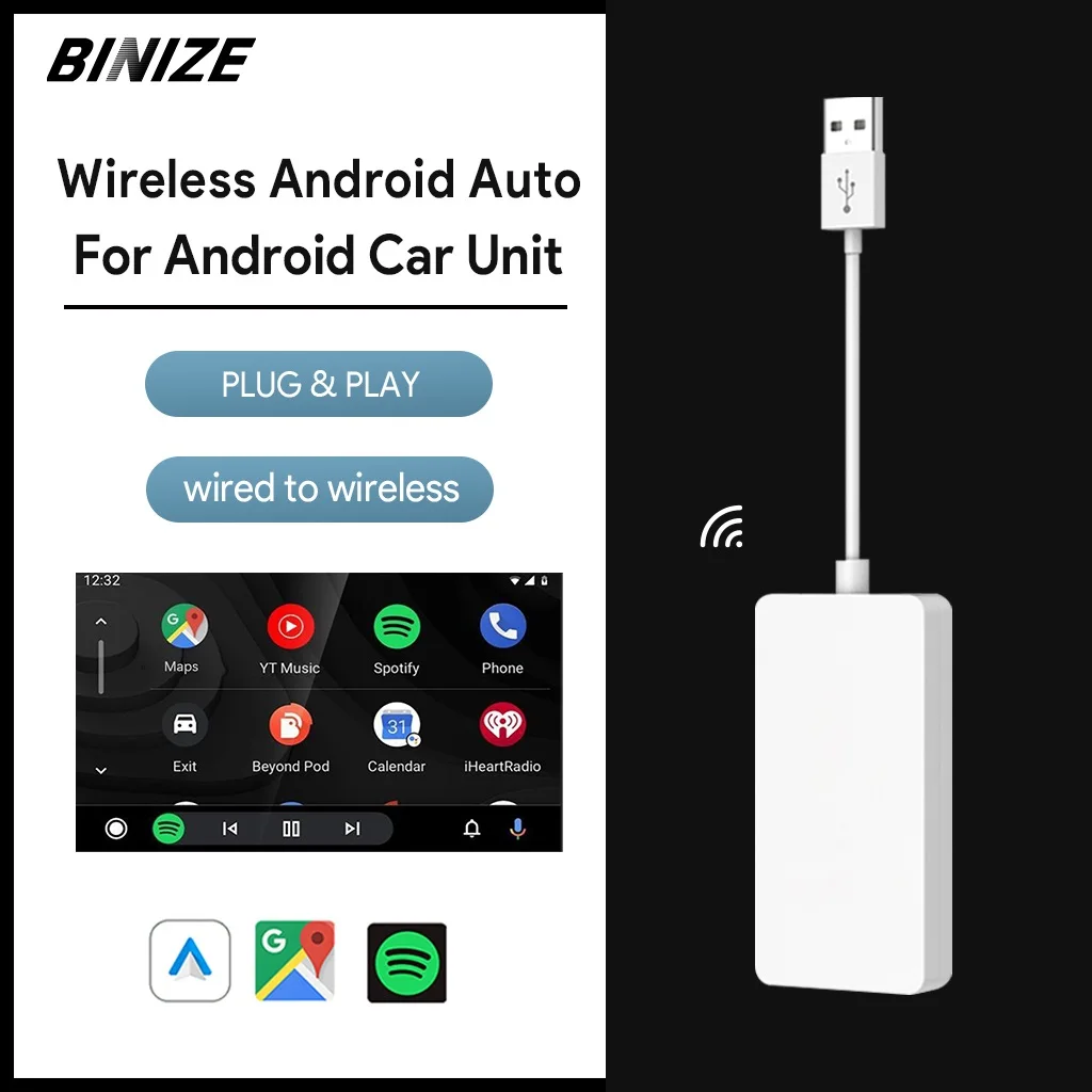 Binize Проводной и беспроводной адаптер Android Auto CarPlay для системы Автомобильный