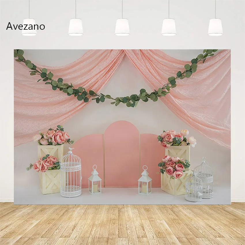 

Avezano Photography Background Pink Arch Flowers Newborn Girl Birthday Portrait Cake Smash Backdrop Decor Photo Studio Photozone
