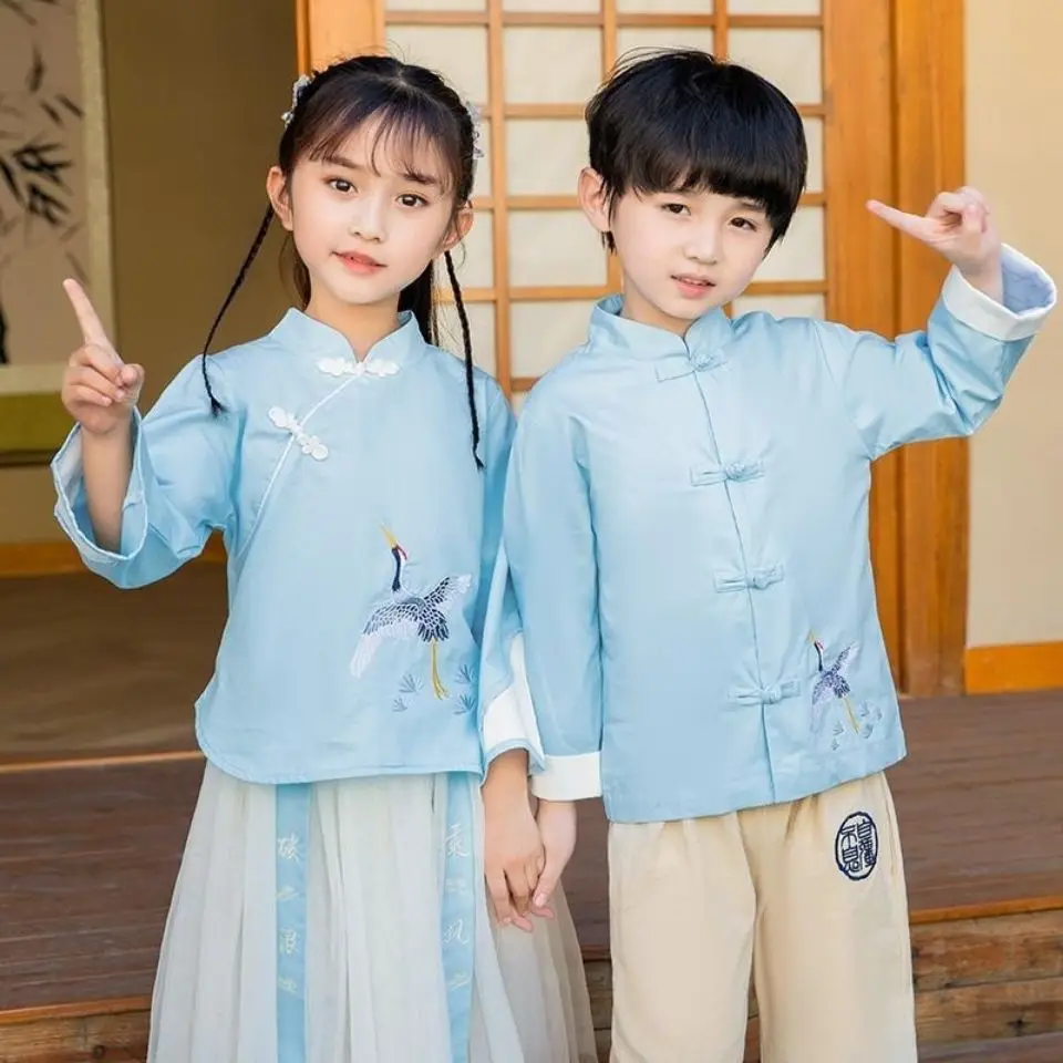 Children's chorus costumes, Chinese style of study, boys and girls, summer costumes elementary school students, class clothes
Children's chorus costumes, Chinese style of study, boys and girls, summer costumes elementary school students, class clothes