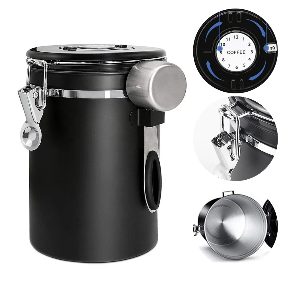 1.5L/1.8L Stainles Steel Coffee Container Storage Canister Airtight Coffee jar Canister With Scoop For Coffee Beans Tea
1.5L/1.8L Stainles Steel Coffee Container Storage Canister Airtight Coffee jar Canister With Scoop For Coffee Beans Tea