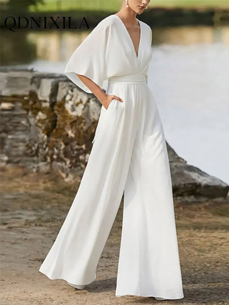 Новинка, осенний наряд, женское платье, комбинезоны с глубоким V-образным вырезом, брюки с высокой талией и широкими штанинами, одежда для женщин, женский комбинезон, комбинезон
Новинка, осенний наряд, женское платье, комбинезоны с глубоким V-образным вырезом, брюки с высокой талией и широкими штанинами, одежда для женщин, женский комбинезон, комбинезон