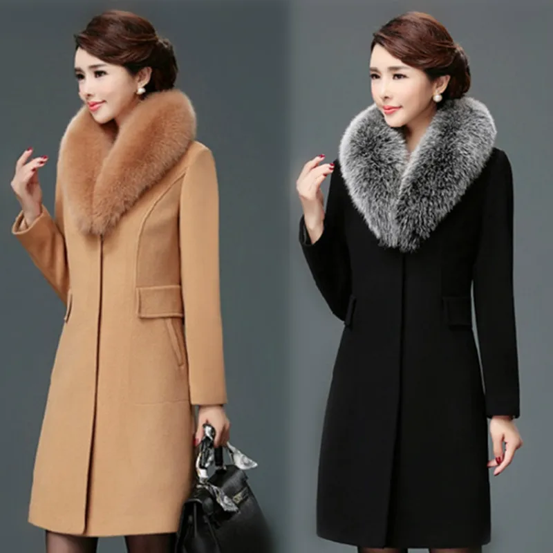 Women Wool Blends Coat Winter Autumn 2022 FashionSlim Mother Fur Collar Woolen Jacket Long Outerwear Tops Female Size M-3XL
Women Wool Blends Coat Winter Autumn 2022 FashionSlim Mother Fur Collar Woolen Jacket Long Outerwear Tops Female Size M-3XL