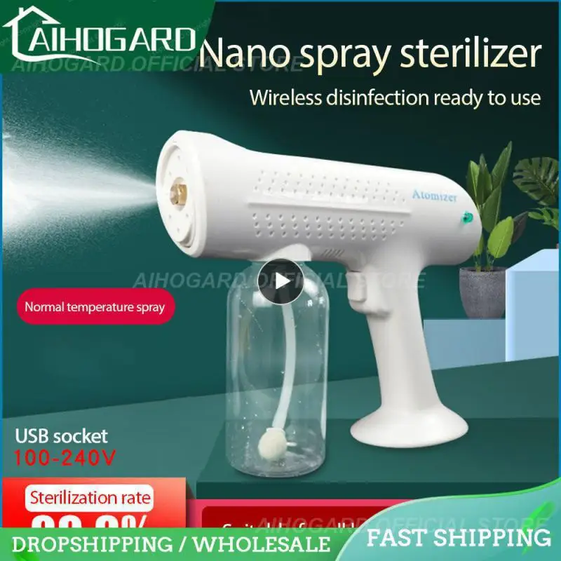 

500ML Wireless Electric Sanitizer Sprayer Disinfects Blue Light Nano Steam Spray Gun Sterilizing Nano Spray Gun For Garden Home