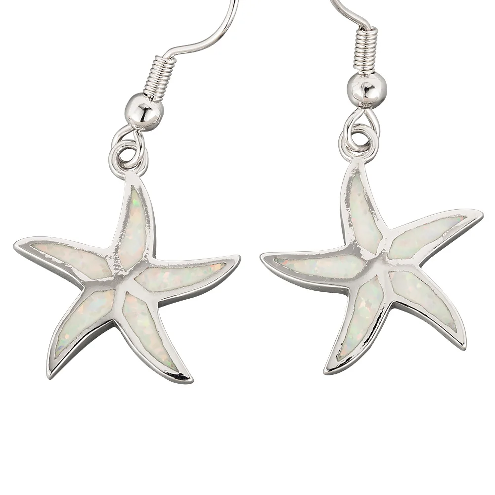 KONGMOON Starfish White Fire Opal Silver Plated Jewelry for Women Dangle Drop Earrings
KONGMOON Starfish White Fire Opal Silver Plated Jewelry for Women Dangle Drop Earrings