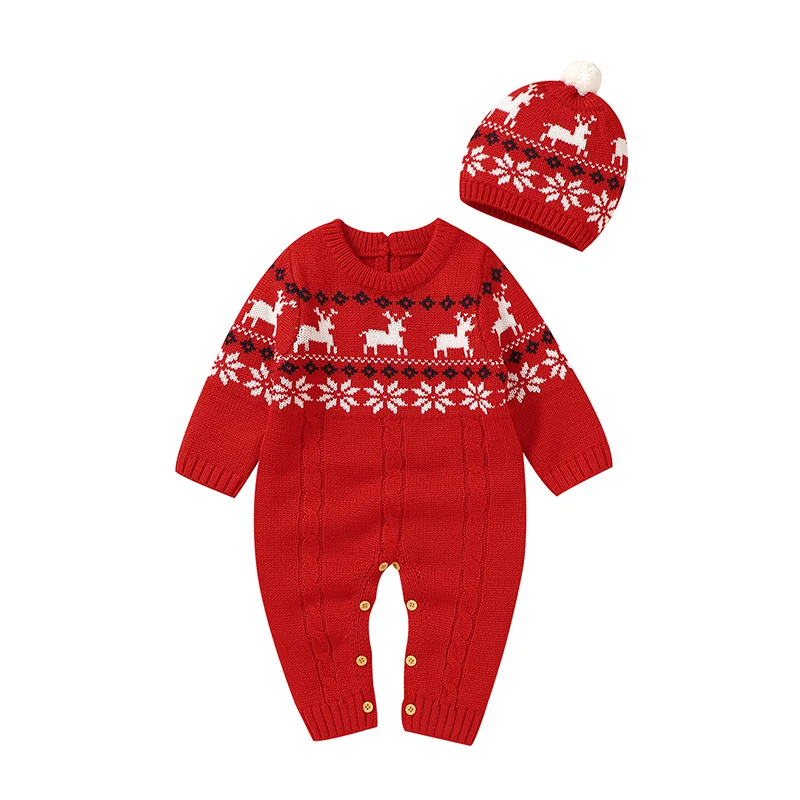 Winter Red Christmas Knitted Baby Rompers Hats Clothes Sets 0-18m Newborn Infant Boys Girls Jumpsuit Outfit Toddler Netural Wear
Winter Red Christmas Knitted Baby Rompers Hats Clothes Sets 0-18m Newborn Infant Boys Girls Jumpsuit Outfit Toddler Netural Wear