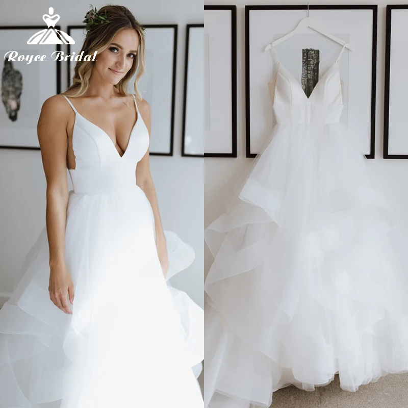 Simple Beach Ball Gown Wedding Dress For Women Sexy V-neck Spaghetti Straps Backless Pleat Netting Bridal Gown Sweep vestidos de
Simple Beach Ball Gown Wedding Dress For Women Sexy V-neck Spaghetti Straps Backless Pleat Netting Bridal Gown Sweep vestidos de