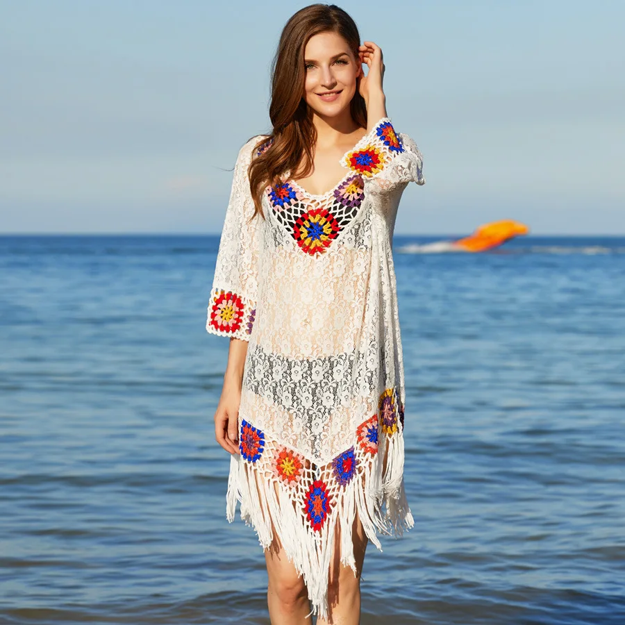 Sexy See-through Beach Seaside Pool Pullover Hand Hook Beach Dress 
Sexy See-through Beach Seaside Pool Pullover Hand Hook Beach Dress