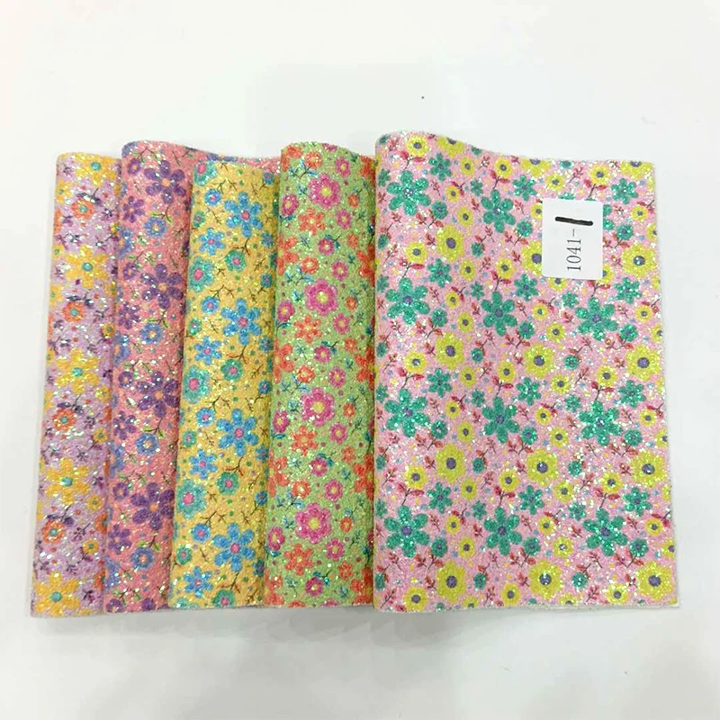 XHT Colorful Flower Printed Sparkle Chunky Glitter Faux Leather Fabric Sheet for Making Hair Bow/Shoe/Bag/Craft
XHT Colorful Flower Printed Sparkle Chunky Glitter Faux Leather Fabric Sheet for Making Hair Bow/Shoe/Bag/Craft