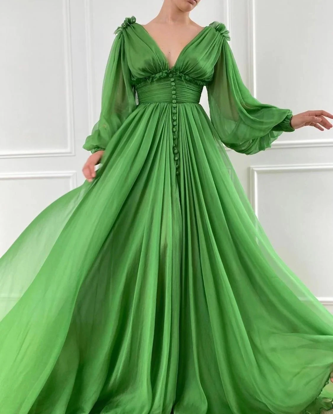 Lime Green Moroccan Evening Dresses A-line V-neck Long Sleeves Chiffon Slit Long Turkey Dubai Saudi Arabia Prom Dresses Gown
Lime Green Moroccan Evening Dresses A-line V-neck Long Sleeves Chiffon Slit Long Turkey Dubai Saudi Arabia Prom Dresses Gown