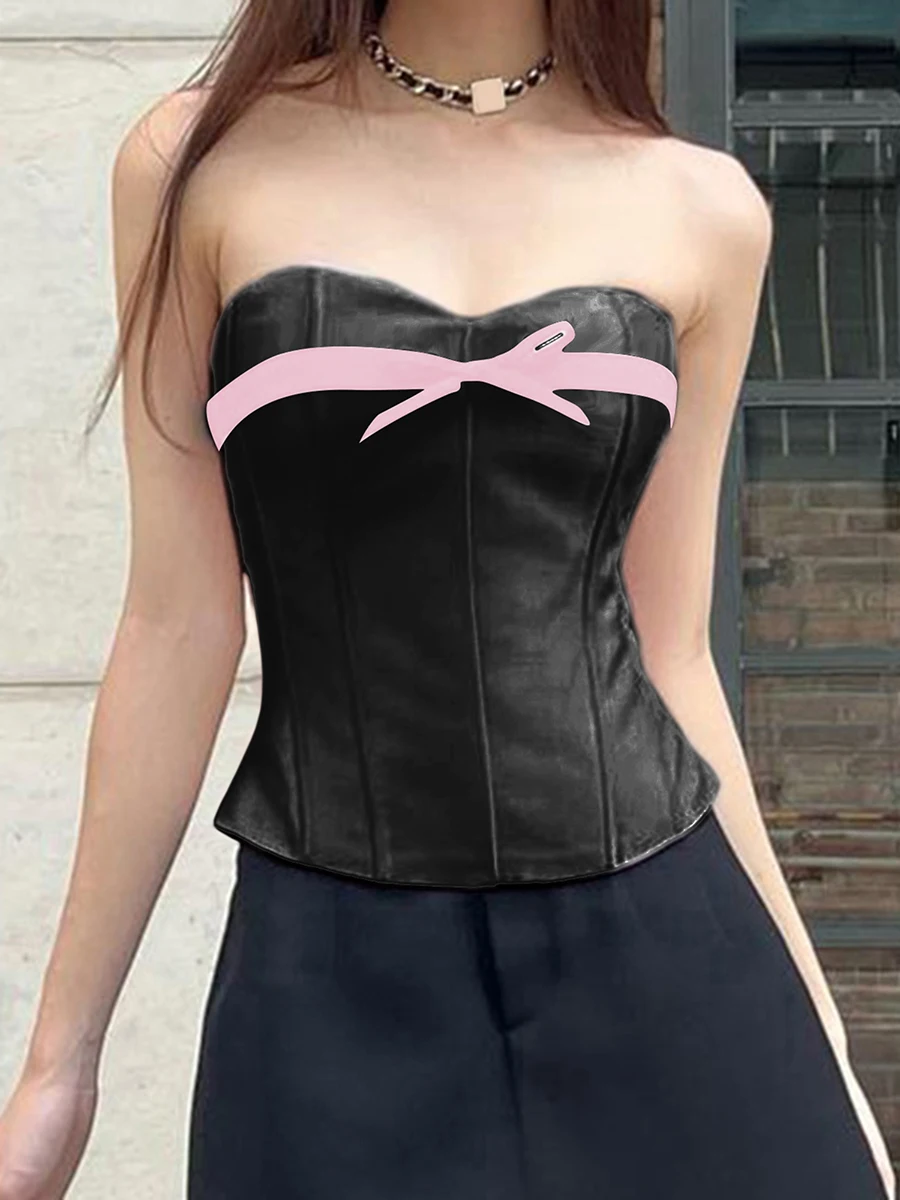 Women s Corset Tube Tops Sleeveless Strapless Bow Front Bustier Cross Tie-up Bandeau Tops
Women s Corset Tube Tops Sleeveless Strapless Bow Front Bustier Cross Tie-up Bandeau Tops