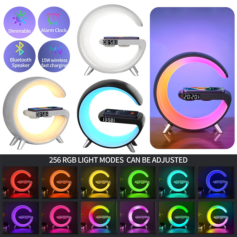 Wireless Atmosphere Light Charger Alarm Clock Speaker APP Control RGB Night Light Charging Station for Iphone 11 12 13 14
Wireless Atmosphere Light Charger Alarm Clock Speaker APP Control RGB Night Light Charging Station for Iphone 11 12 13 14