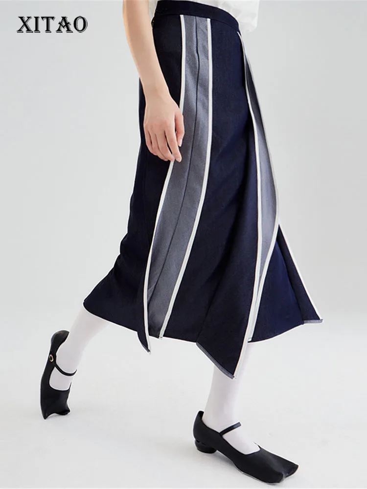 XITAO Асимметричная модная юбка в полоску с эластичной резинкой на талии, с высокой талией и карманами в стиле пэчворк, Повседневная Свободная... 
XITAO Асимметричная модная юбка в полоску с эластичной резинкой на талии, с высокой талией и карманами в стиле пэчворк, Повседневная Свободная...