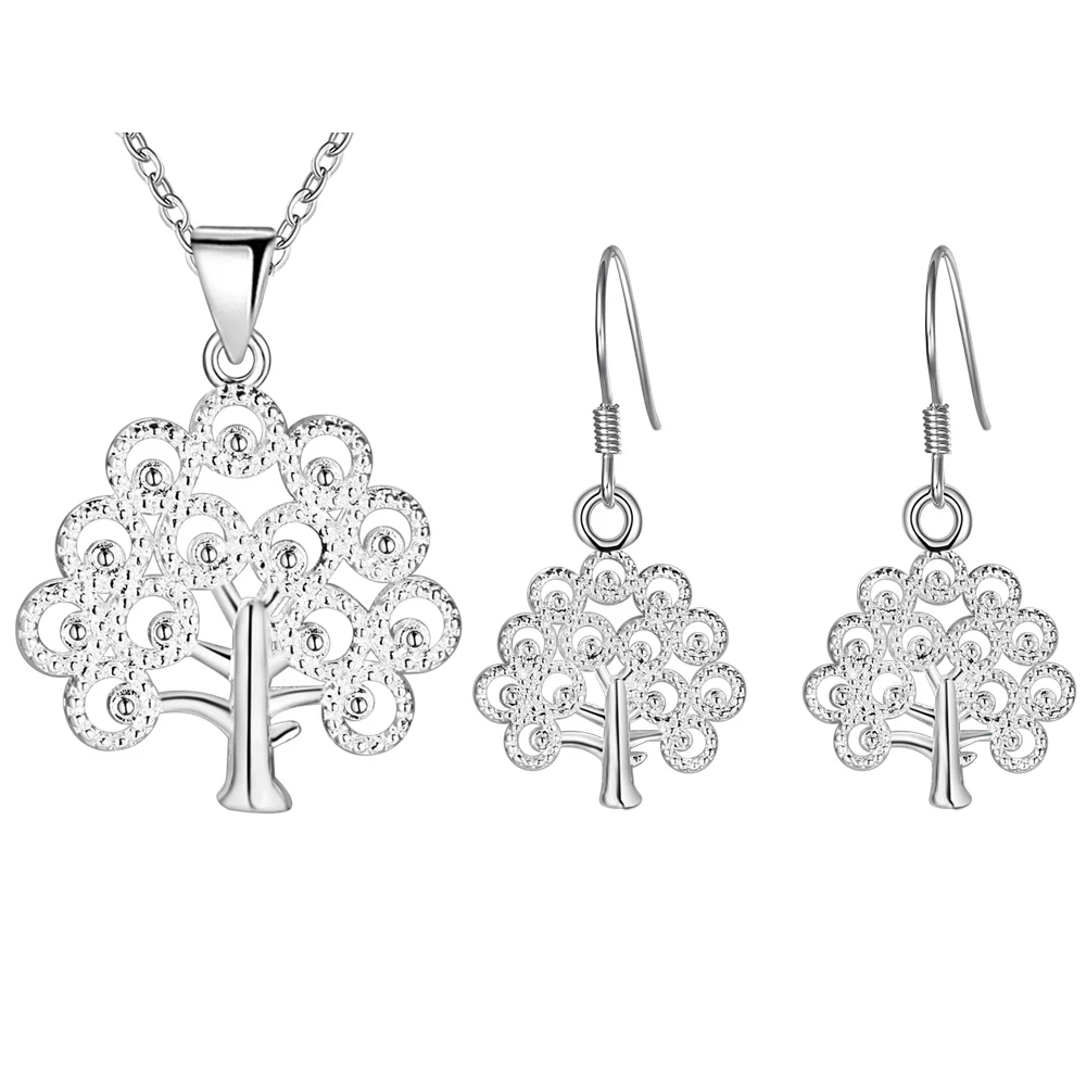 Fine 925 sterling silver charm tree pendant necklace earrings jewelry sets for women Fashion party wedding accessories gifts
Fine 925 sterling silver charm tree pendant necklace earrings jewelry sets for women Fashion party wedding accessories gifts