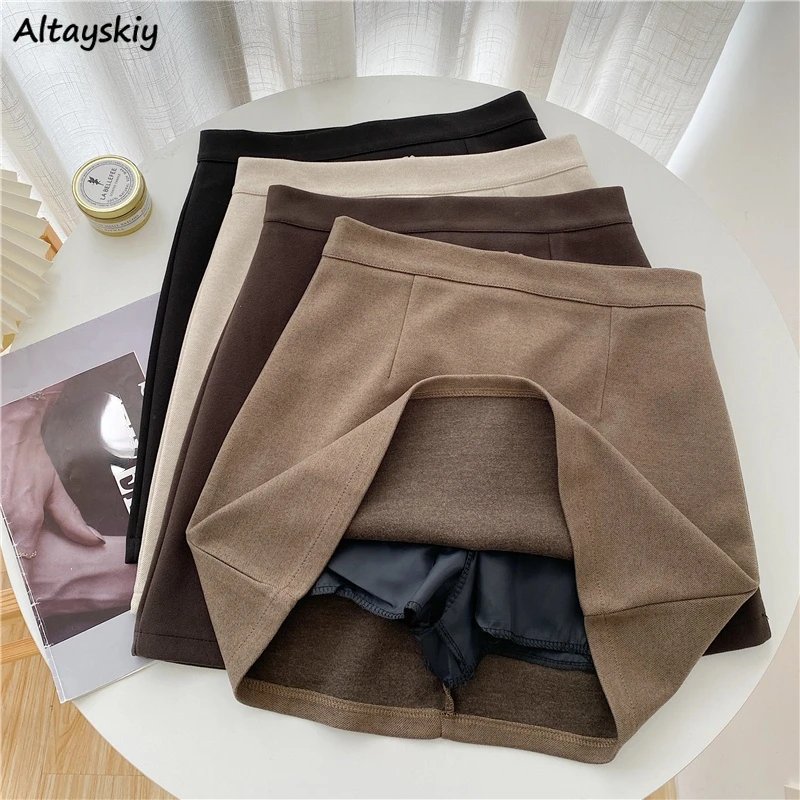 

Skirts Women Pure A-line Sexy Prevalent Daily Minimalist Ulzzang Fall Basic Preppy Street Style BF Newest Above Knee Ins Clothes