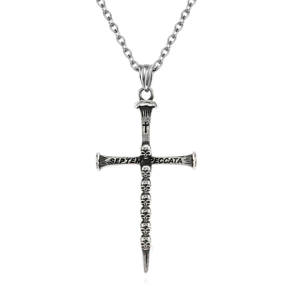 Vintage Skull Seven Deadly Sins Titanium Steel Cross Necklace Street Dancer Trendsetter Nail Design Cross Pendant Necklace Brand
Vintage Skull Seven Deadly Sins Titanium Steel Cross Necklace Street Dancer Trendsetter Nail Design Cross Pendant Necklace Brand