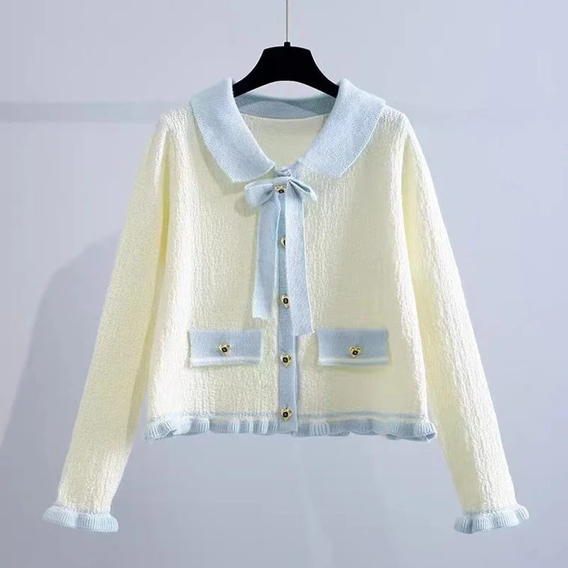 Вязаный кардиган с бантом, свитер, женский осенне-зимний милая и возрастная короткая кофта с длинным рукавом, кардиганы, пальто, 2022
Вязаный кардиган с бантом, свитер, женский осенне-зимний милая и возрастная короткая кофта с длинным рукавом, кардиганы, пальто, 2022