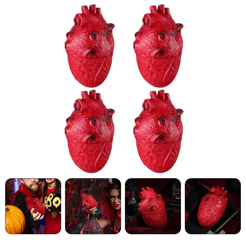 

Реалистичный манекен, модель сердца, искусственные человеческие органы, украшение на Хэллоуин, реквизит, виниловые модели сердца, 4 шт.