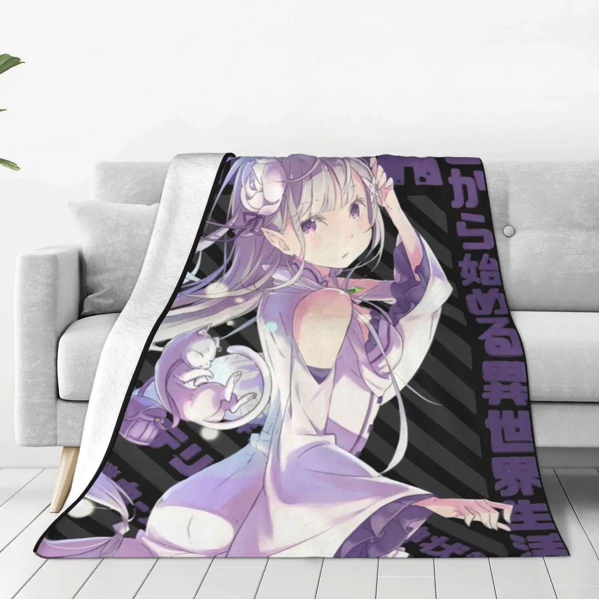 

Rezero Emilia Starting Life In Another World Flannel Blanket Awesome Throw Blankets for Sofa Bedding Lounge 200x150cm Bedspread