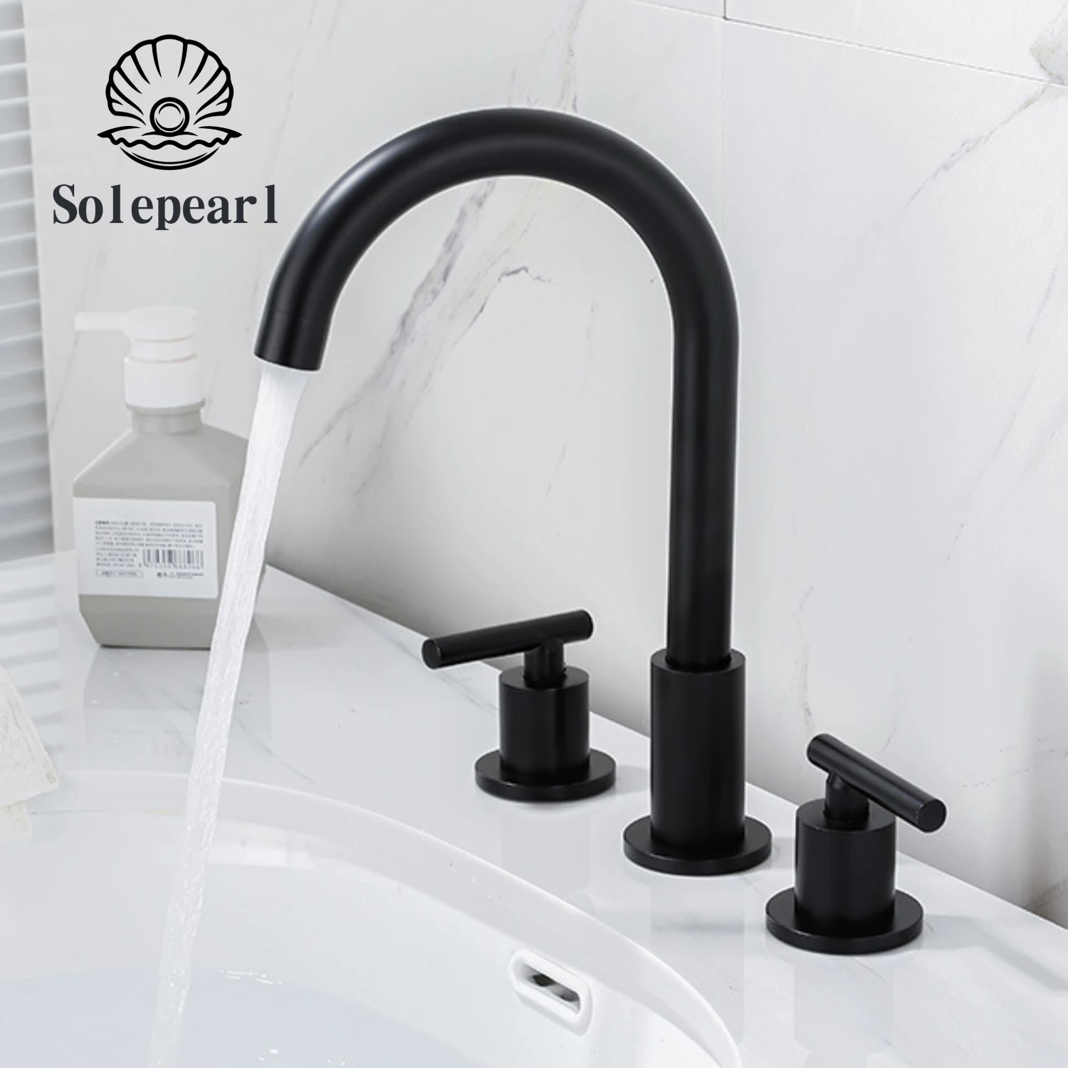 Black Basin Faucets Brass Deck Mounted Bathroom Sink Faucets 3 Hole Double Handle Hot And Cold Water Tap
Black Basin Faucets Brass Deck Mounted Bathroom Sink Faucets 3 Hole Double Handle Hot And Cold Water Tap