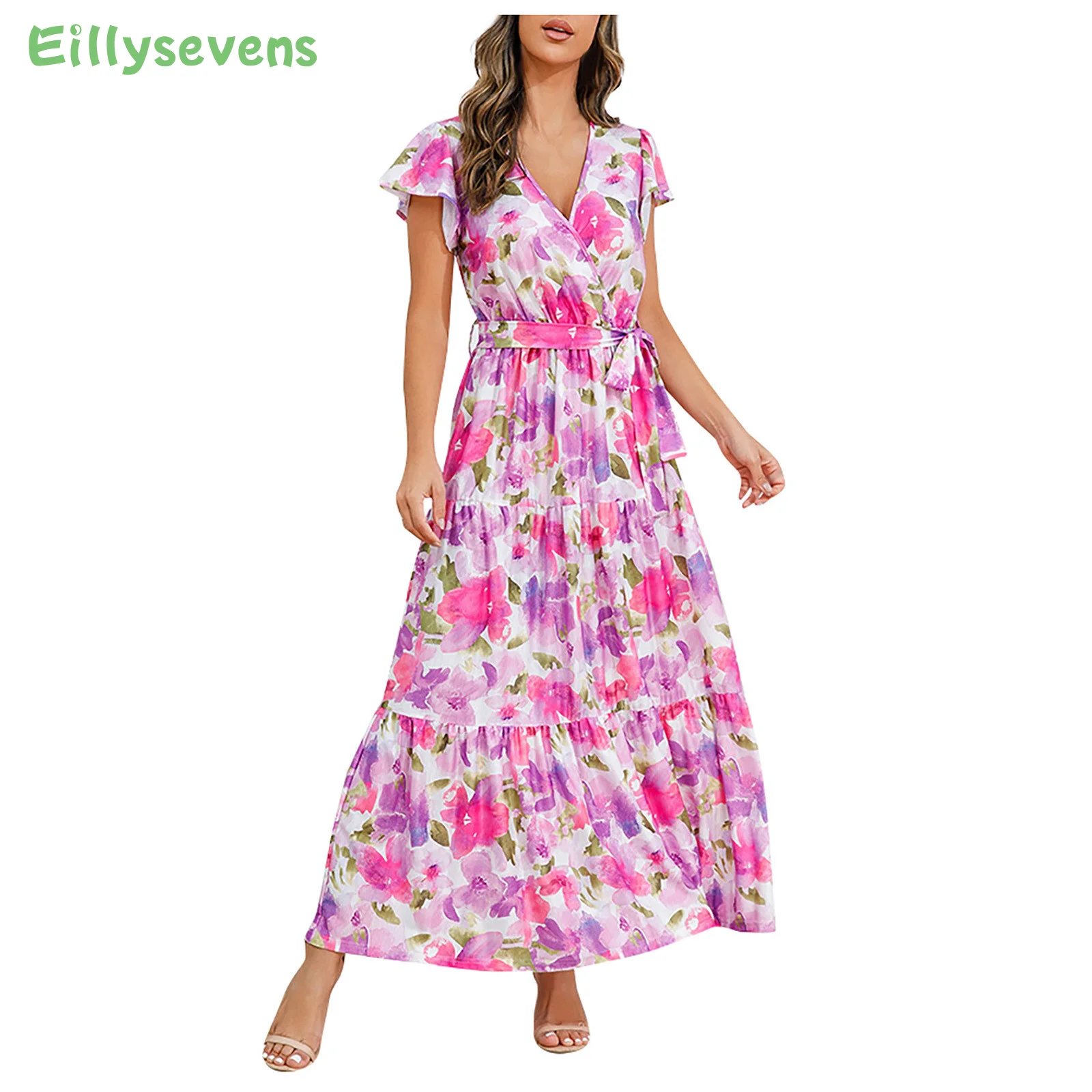 Women Summer Floral Print Slit Skirt Sexy Button V Neck Short Sleeve Long Dresses Female Casual Elegant Party Dress Vestidos
Women Summer Floral Print Slit Skirt Sexy Button V Neck Short Sleeve Long Dresses Female Casual Elegant Party Dress Vestidos