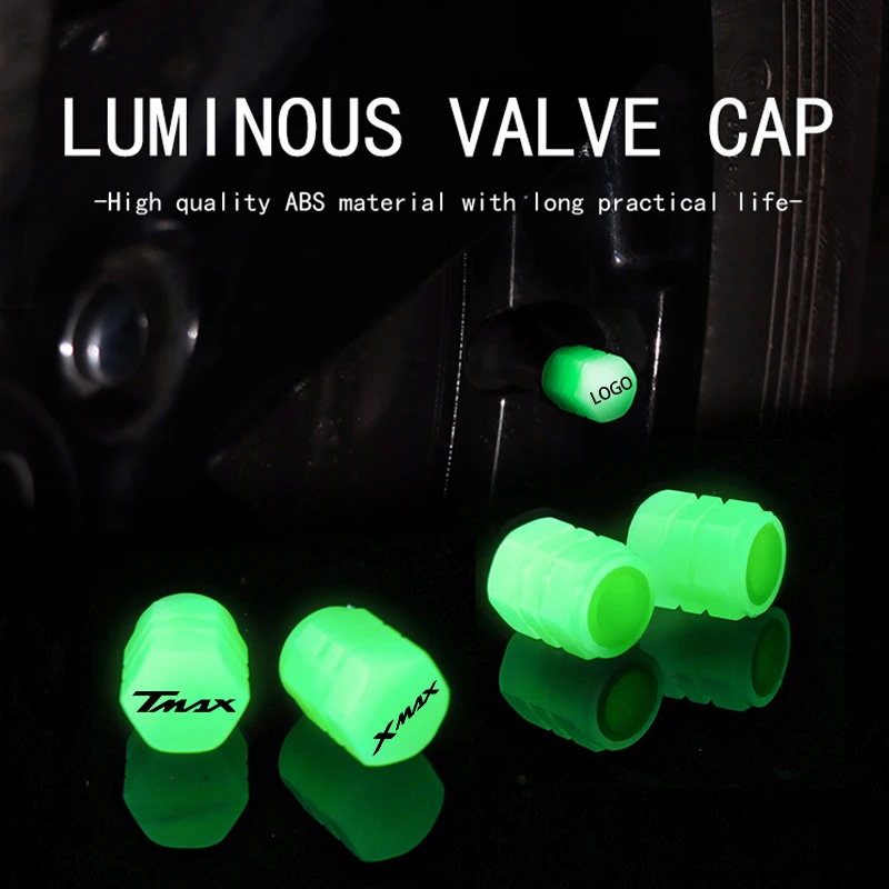 

4pcs Motorcycle Accessories Luminous Tire Valve Air Port Stem Cover Caps For YAMAHA MAX Tmax500 T-MAX560 TMax530 NMAX XMAX SX DX