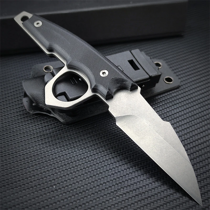

Edc Hunting Fixed Blade Knife Tactical Survival Outdoor Pocket Knife 7Cr13Mov Blade G10 Black Handle Kydex Sheath Camping Tools