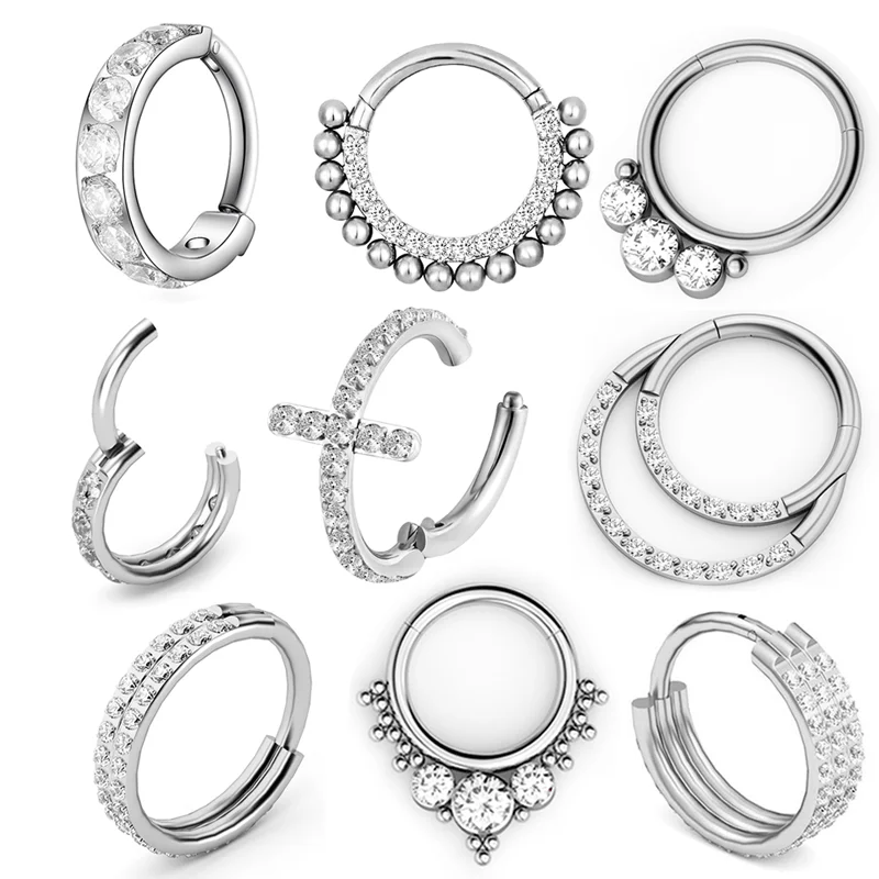 

G23 Titanium Hoop Earrings 16G Nose Ring Septum Sexy Ear Helix Cartilag Piercing 925silver Zircon Earlobe Circle Gift For Women