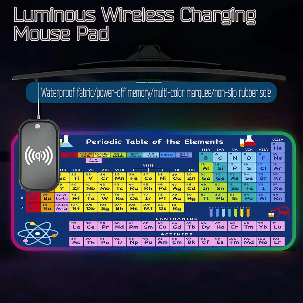 Periodic Table of Elements RGB PC Gamer Keyboard Mousepad Luminous Wireless Charging Mouse Mats Rubber Gaming Computer Mausepads
Periodic Table of Elements RGB PC Gamer Keyboard Mousepad Luminous Wireless Charging Mouse Mats Rubber Gaming Computer Mausepads