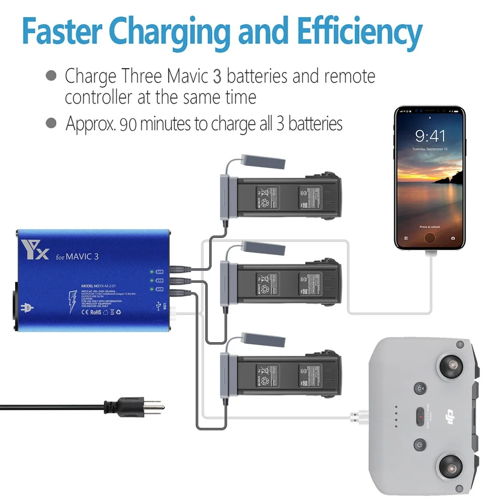 6 In1 Digital Display Battery Charger for DJI Mavic 3 Drone Battery Charging Hub Fast Smart Battery Charger with EU/USAU Adapter
6 In1 Digital Display Battery Charger for DJI Mavic 3 Drone Battery Charging Hub Fast Smart Battery Charger with EU/USAU Adapter