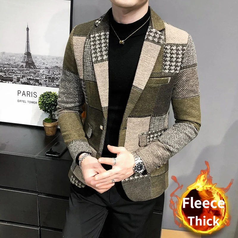 Men's Suit Jacket Winter New Slim Fashion Plaid Casual Business Casual British Style Dress Wool Thick Warm Groom Blazers Coat
Men's Suit Jacket Winter New Slim Fashion Plaid Casual Business Casual British Style Dress Wool Thick Warm Groom Blazers Coat
