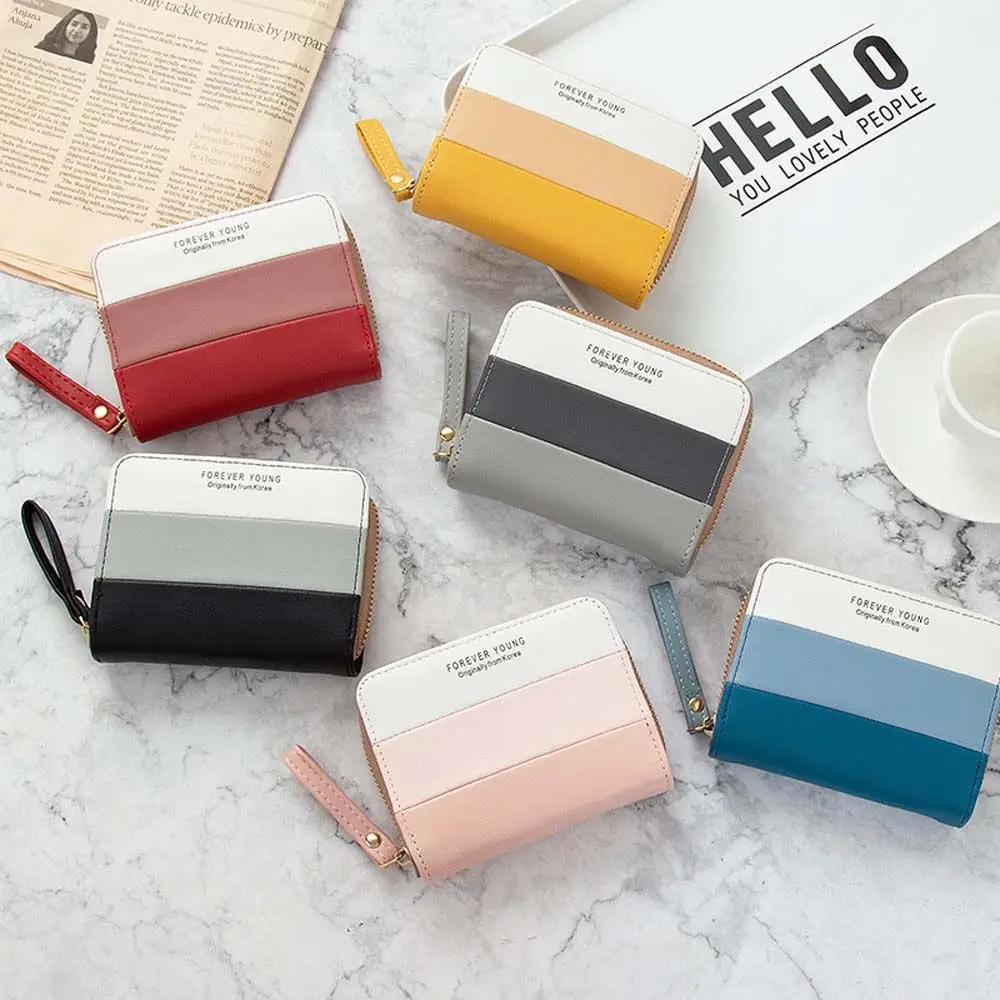 Lady Fashion Multiple Card Slots Money clip With Zipper Patchwork Card Holder Coin Purse Short Wallet Zipper Purse
Lady Fashion Multiple Card Slots Money clip With Zipper Patchwork Card Holder Coin Purse Short Wallet Zipper Purse