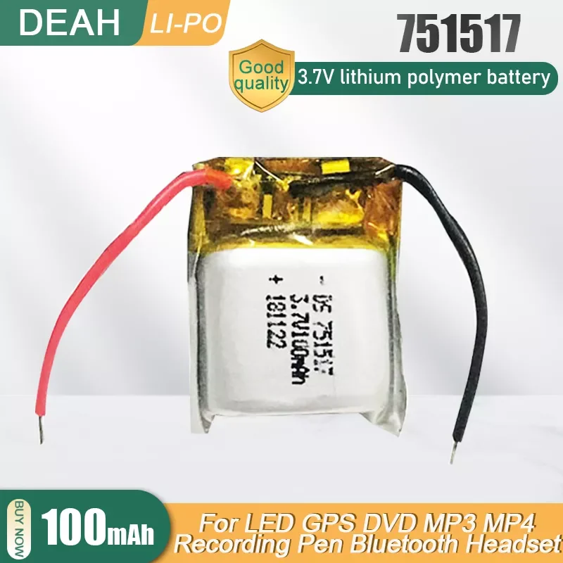 751517 3.7V 100mah Li ion Rechargeable Battery for Cheerson CX-10 CX10 CX12 JJ820 V646 V676 JJ810 RC Helicopter RC Quadcopter
751517 3.7V 100mah Li ion Rechargeable Battery for Cheerson CX-10 CX10 CX12 JJ820 V646 V676 JJ810 RC Helicopter RC Quadcopter