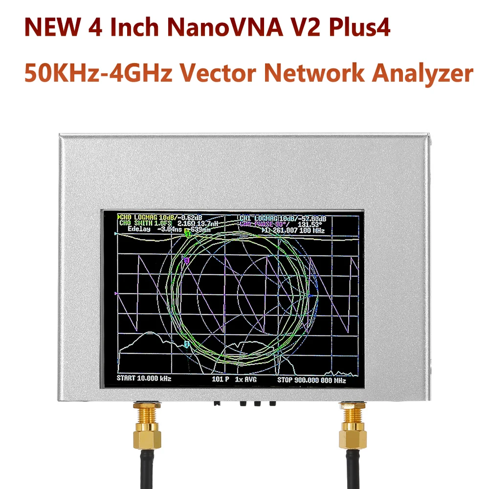 

NanoVNA V2 Plus4 50KHz-4GHz Vector Network Analyzer 4 Inch TFT Shortwave HF VHF UHF 70-90dB With 3200mAh Battery