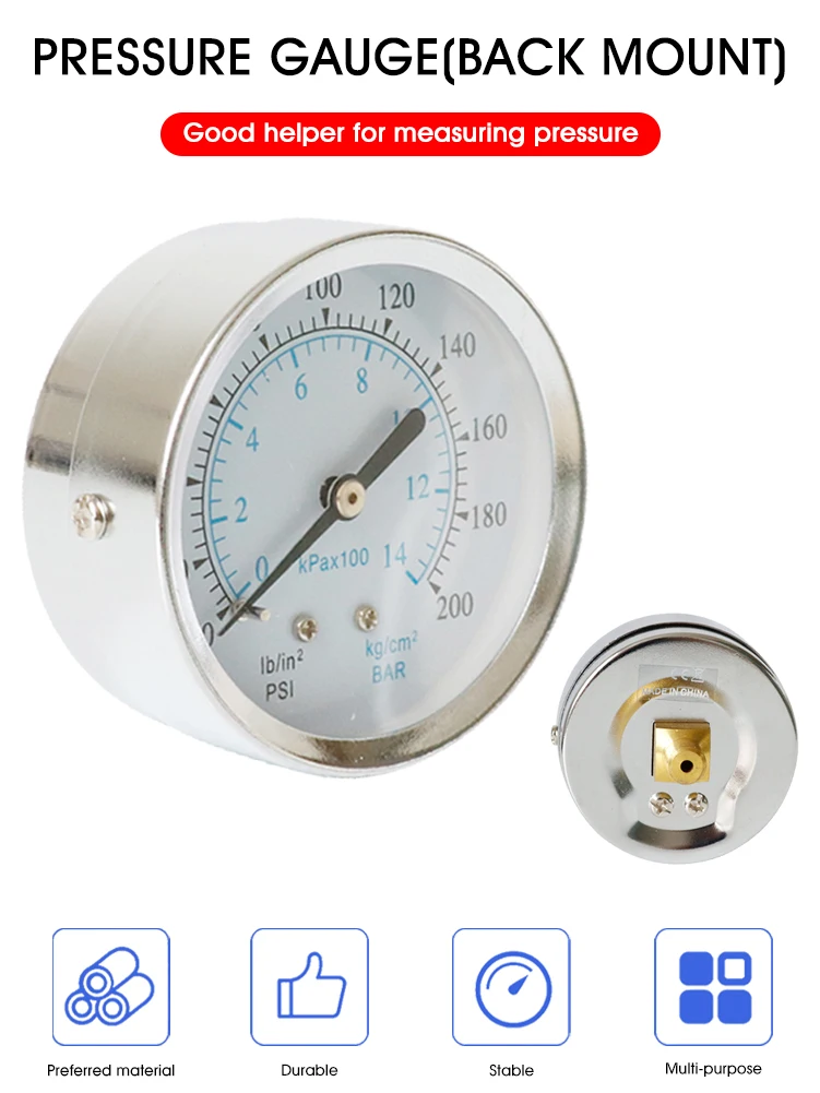 Precise Pressure Gauge 63mm Dial 0-14Bar/0-200PSI 1/8" NPT Male Thread Stainless Steel Case Back Digital Display Gauge Hot Sale
Precise Pressure Gauge 63mm Dial 0-14Bar/0-200PSI 1/8" NPT Male Thread Stainless Steel Case Back Digital Display Gauge Hot Sale