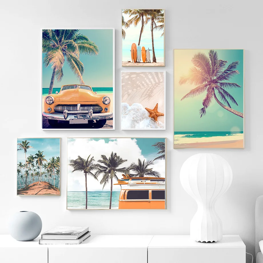 Nordic Art Wall Poster Beach Scenery Coconut Tree Starfish Surfboard Canvas Painting Living Room Home Wall Decoration Cuadros
Nordic Art Wall Poster Beach Scenery Coconut Tree Starfish Surfboard Canvas Painting Living Room Home Wall Decoration Cuadros