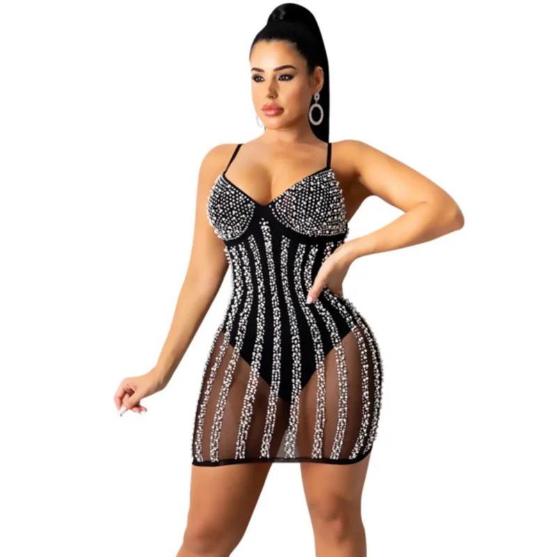#6067 Black Beige Mini Dress Women Diamonds Pearl Sexy Party Night Club Short Dress Female V-neck Camisole Bodycon Dresss Summer
#6067 Black Beige Mini Dress Women Diamonds Pearl Sexy Party Night Club Short Dress Female V-neck Camisole Bodycon Dresss Summer
